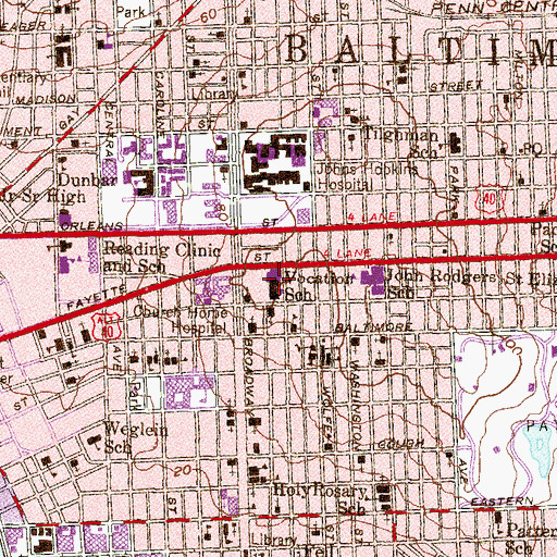 Topographic Map of Fairmount Hill Junior-Senior High School (historical), MD