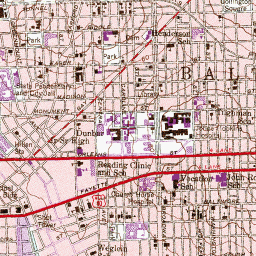 Topographic Map of First Colored Baptist Church, MD