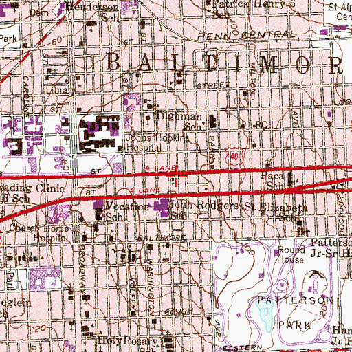 Topographic Map of Friedens Evangelical Lutheran Church (historical), MD