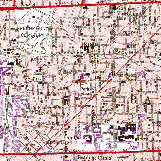 Topographic Map of Grace Memorial Baptist Church, MD
