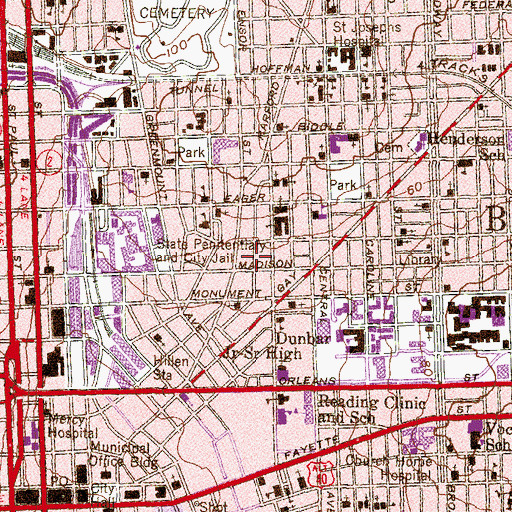 Topographic Map of Latrobe Homes, MD