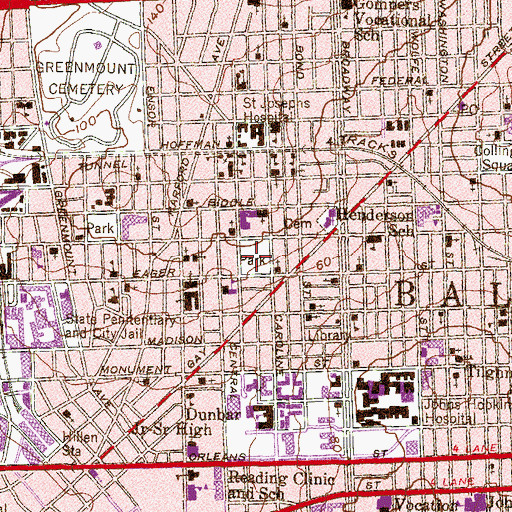 Topographic Map of Madison Square, MD