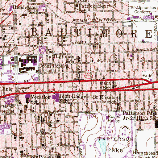 Topographic Map of Martin Luther Lutheran Church, MD