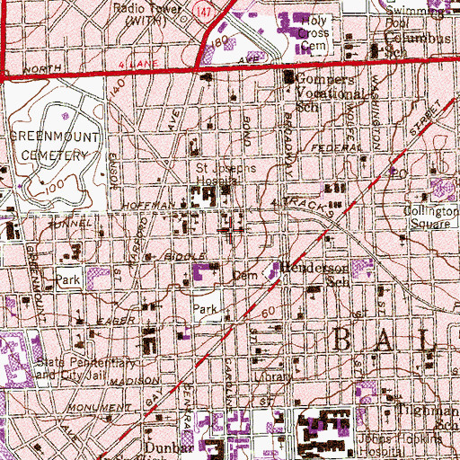 Topographic Map of Memorial Baptist Church, MD