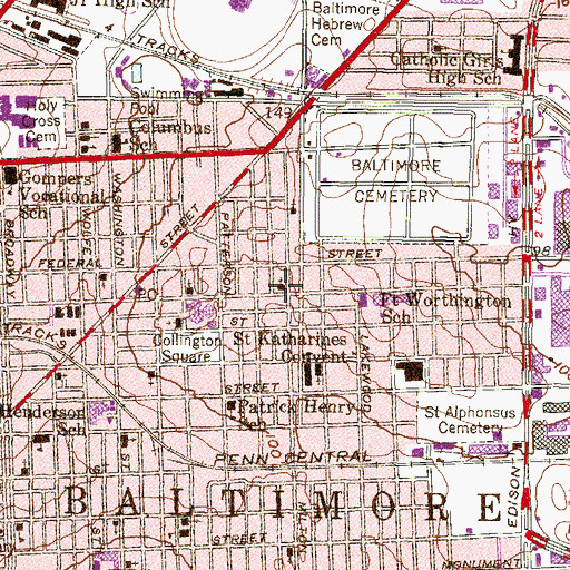 Topographic Map of Milton Avenue United Methodist Church, MD