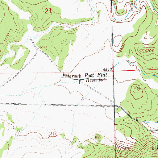 Topographic Map of Peterson Post Flat Reservoir, CO