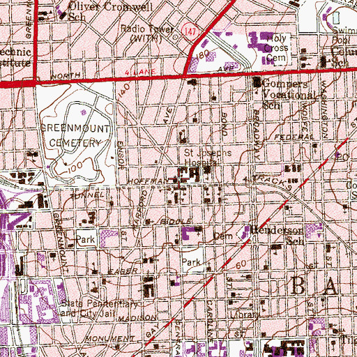 Topographic Map of New Antioch Baptist Church, MD