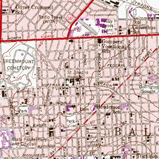Topographic Map of Ralph Young Boys School, MD