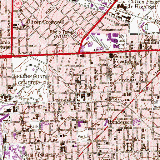 Topographic Map of Robert Eden Public School (historical), MD