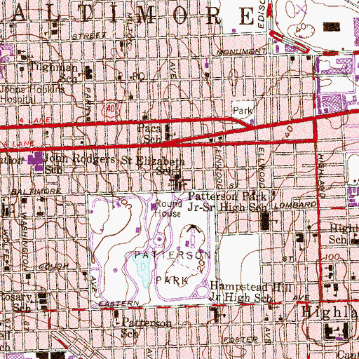 Topographic Map of Saint Elizabeths Roman Catholic Church, MD