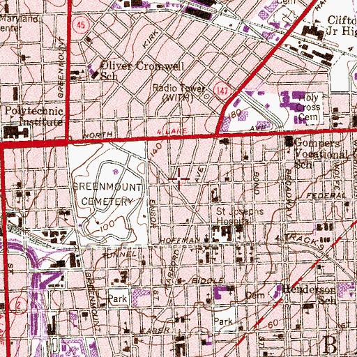 Topographic Map of Saint Johns Church, MD