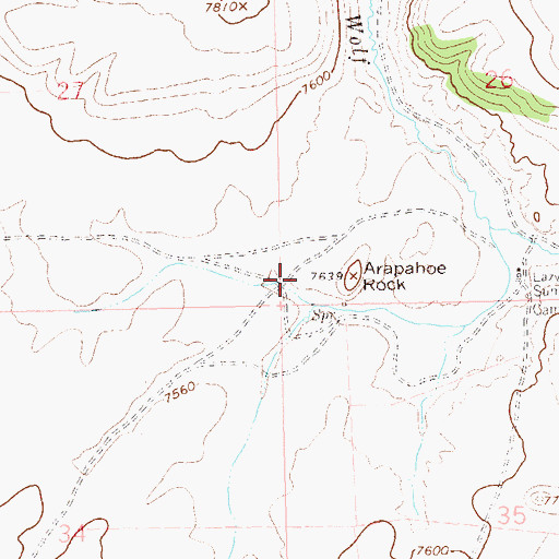 Topographic Map of Arapahoe Rock, CO