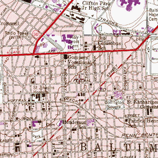 Topographic Map of Saint Josephs Free Will Baptist Church, MD