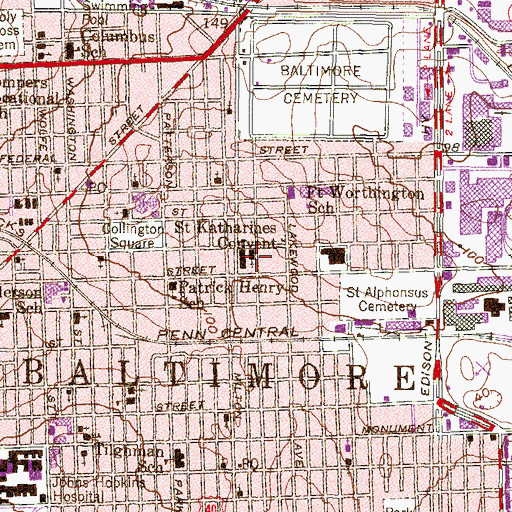 Topographic Map of Saint Katherine of Sienna Roman Catholic Church, MD