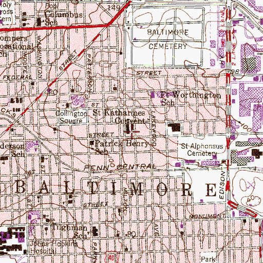 Topographic Map of Saint Katherines School, MD