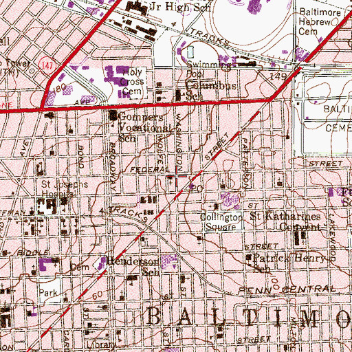Topographic Map of Saint Paul Community Church, MD