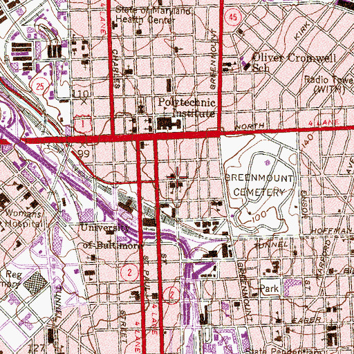 Topographic Map of Second Baptist Church, MD