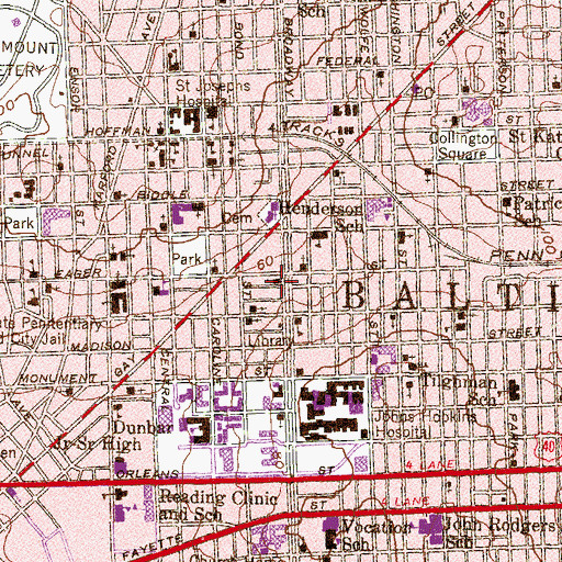 Topographic Map of United Baptist Church, MD