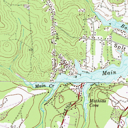 Topographic Map of Belhaven Beach, MD
