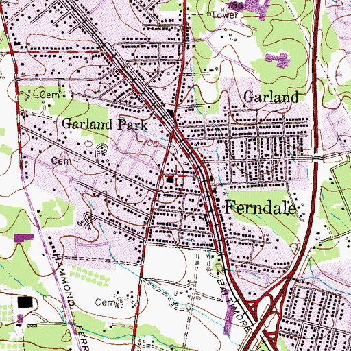 Topographic Map of Ferndale Elementary School, MD