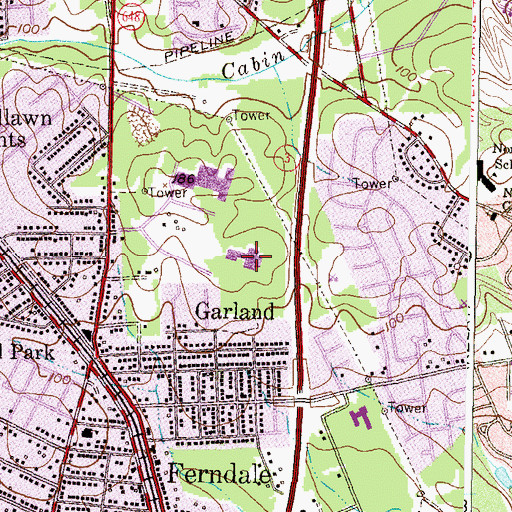 Topographic Map of Hilltop Elementary School, MD