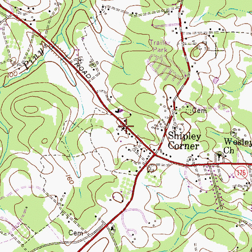 Topographic Map of Mount Pilgrim Baptist Church, MD