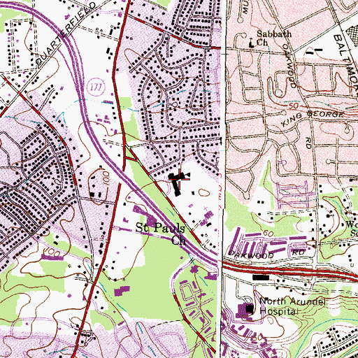 Topographic Map of Oakwood Elementary School, MD