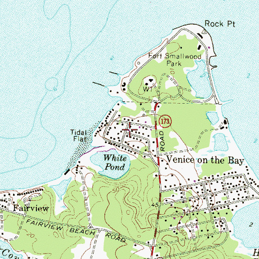 Topographic Map of Rockwood Beach, MD