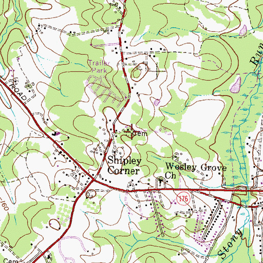 Topographic Map of Shipley Cemetery, MD