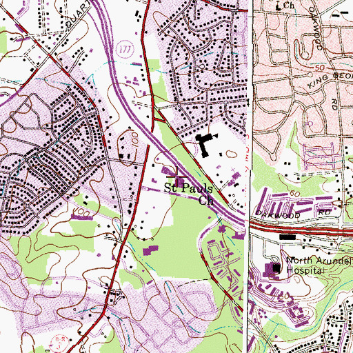 Topographic Map of Southgate Plaza Shopping Center, MD