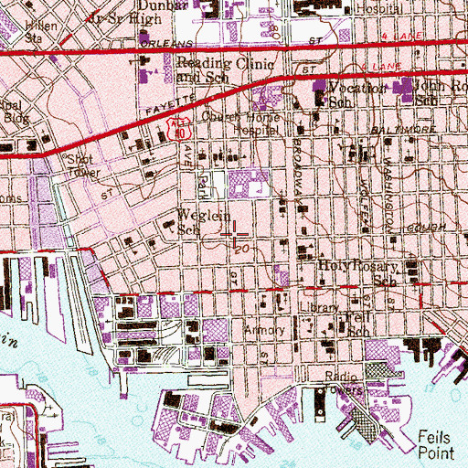 Topographic Map of Clarence Perkins Homes, MD