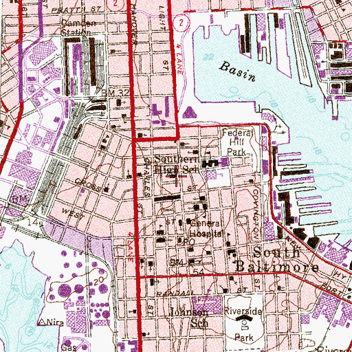 Topographic Map of South Baltimore Recreation Center, MD