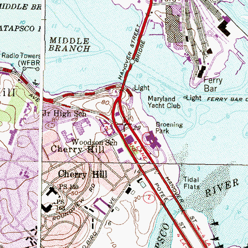 Topographic Map of Baltimore Police Department Southern District, MD
