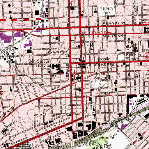 Topographic Map of All Saints Episcopal Church, MD