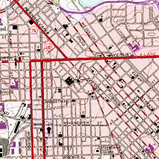 Topographic Map of Ames Memorial United Methodist Church, MD