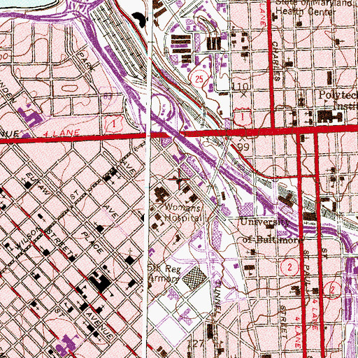 Topographic Map of Baltimore Ballet Center, MD