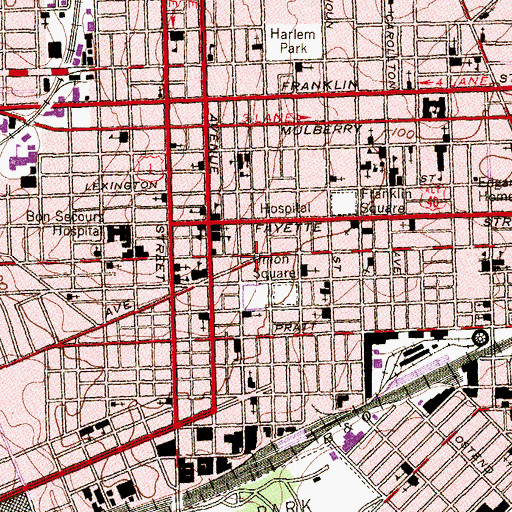 Topographic Map of Baltimore Temple Salvation Army, MD