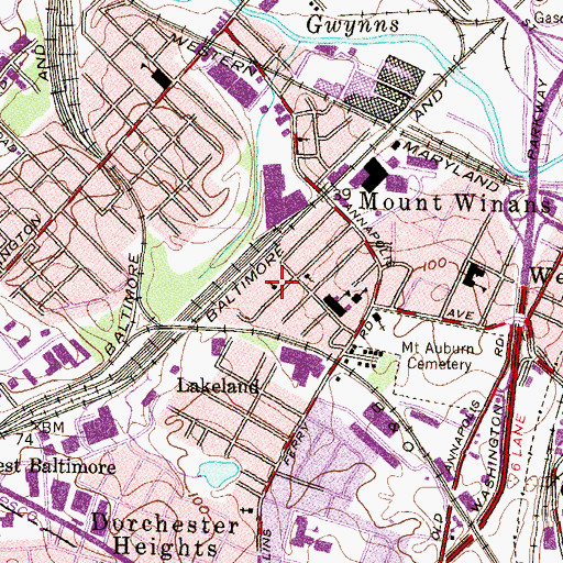 Topographic Map of Bethany Baptist Church, MD
