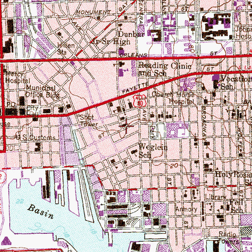 Topographic Map of Chizuk Amuno Synagogue, MD