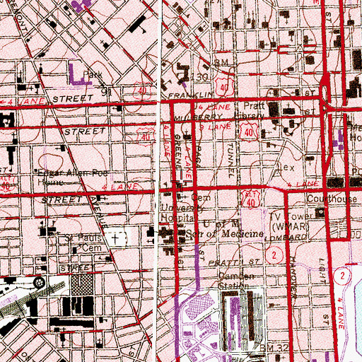 Topographic Map of Edgar Allan Poe Public School (historical), MD