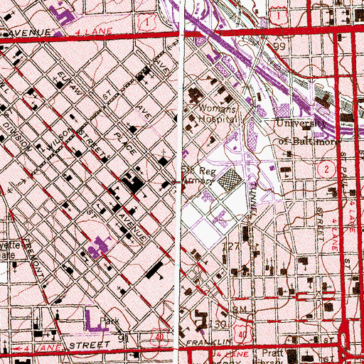 Topographic Map of Eutaw Place Baptist Church, MD