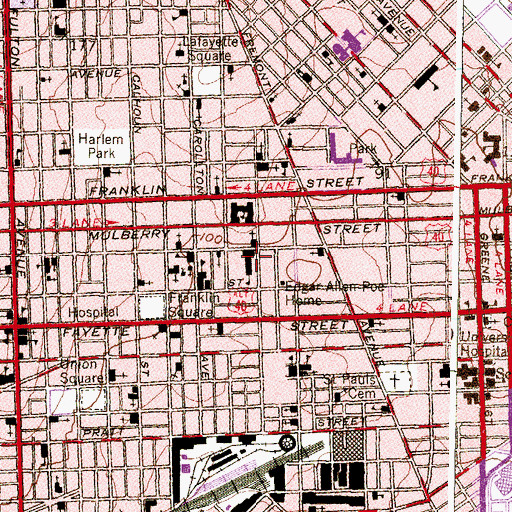 Topographic Map of Fannie L Barbour Public School (historical), MD