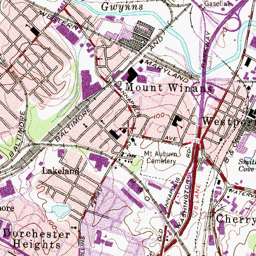 Topographic Map of First Baptist Church, MD