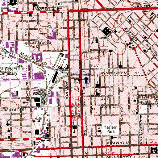 Topographic Map of First Mount Calvary Baptist Church, MD