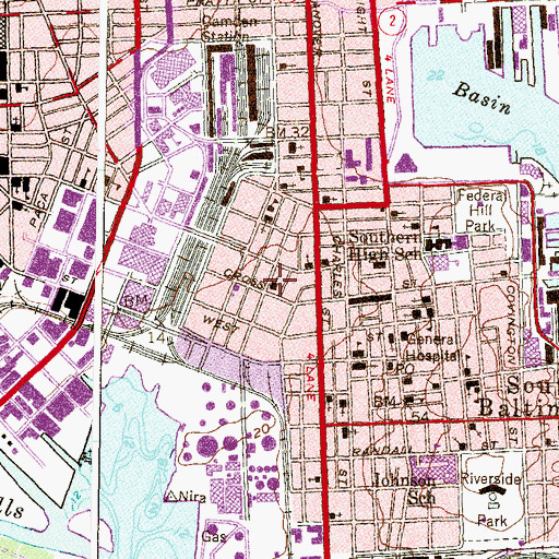 Topographic Map of Leadenhall Street Baptist Church, MD