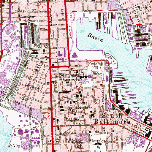 Topographic Map of Lee Street Memorial Baptist Church, MD