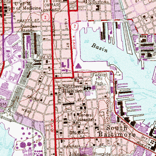 Topographic Map of Light Street Presbyterian Church, MD