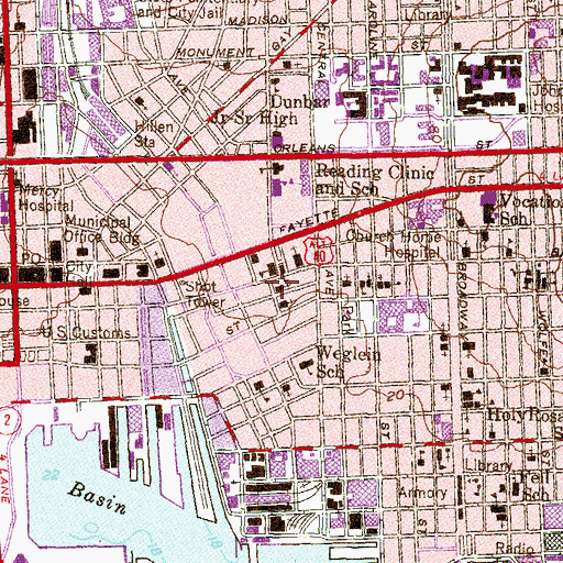 Topographic Map of Lloyd Street Synagogue, MD