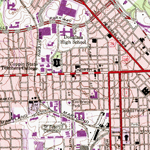 Topographic Map of Mount Hebron Church of God in Christ, MD