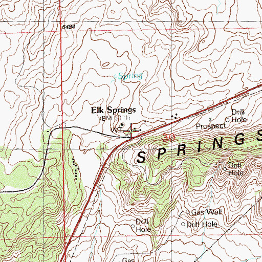 Topographic Map of Elk Springs, CO